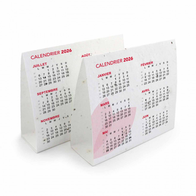 CALENDRIER PAPIER ENSEMENCÉ 'COQLA' - rouge