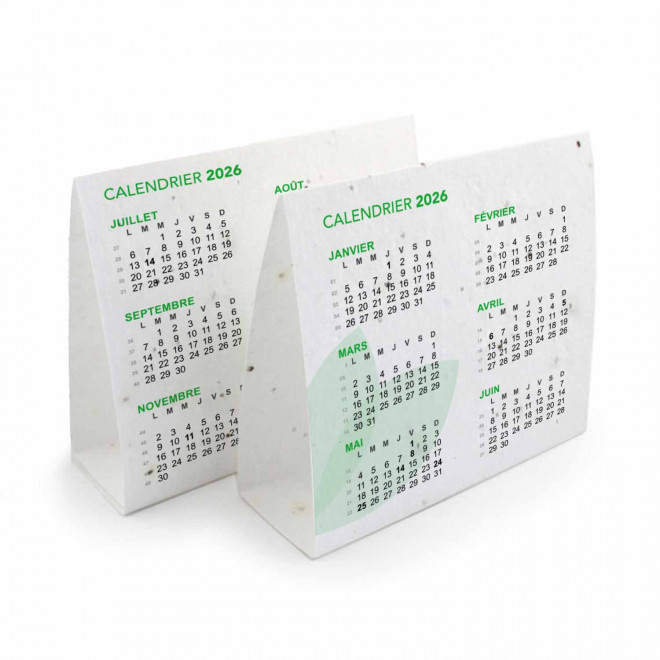 CALENDRIER PAPIER ENSEMENCÉ 'COQLA' - vert
