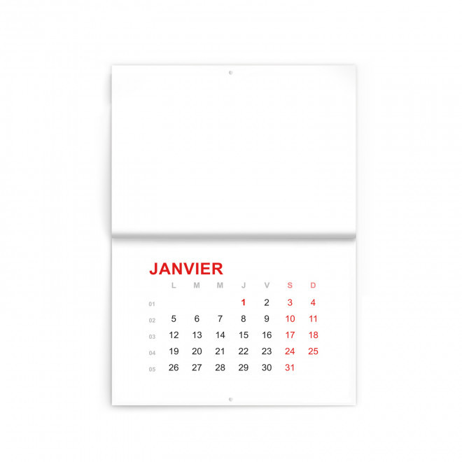 CALENDRIER MURAL PERSONNALISABLE A AGRAFES 'ALMANA' - rouge