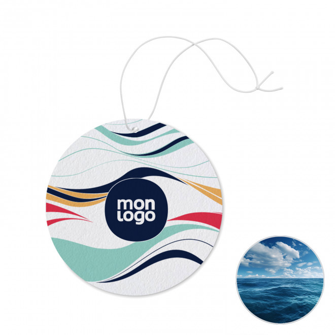 DESODORISANT VOITURE PERSONNALISABLE 'KENDO ROND' - océan