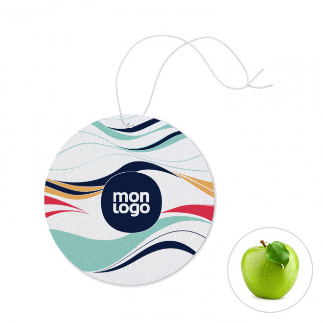 DESODORISANT VOITURE PERSONNALISABLE 'KENDO ROND' - pomme