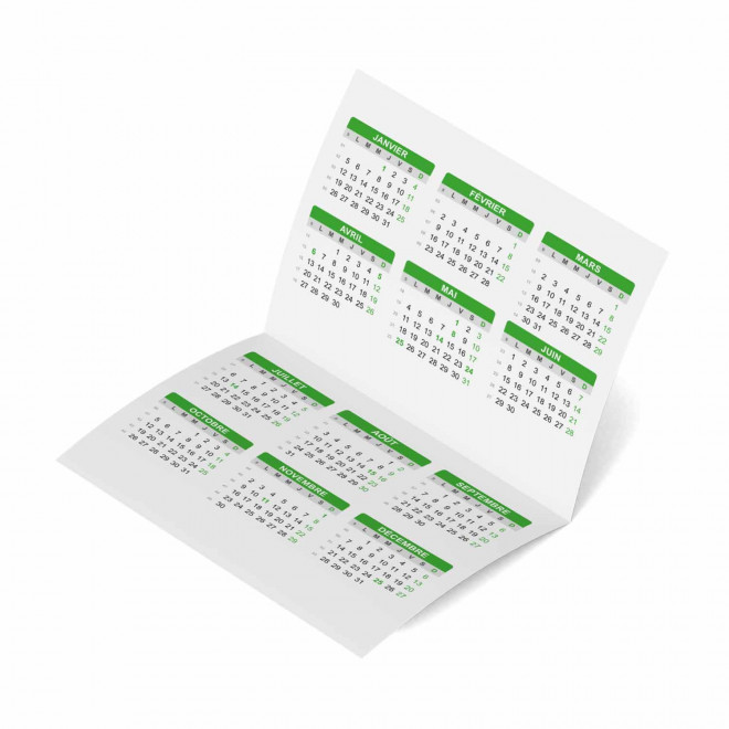 CALENDRIER POCHE PERSONNALISABLE 'FOLDO' - vert