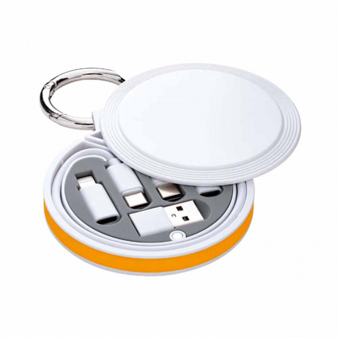 CABLE CHARGE 6 EN 1 PERSONNALISABLE 'RONDINO' - orange