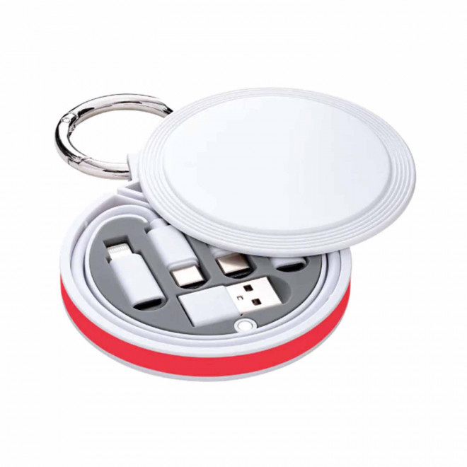 CABLE CHARGE 6 EN 1 PERSONNALISABLE 'RONDINO' - rouge