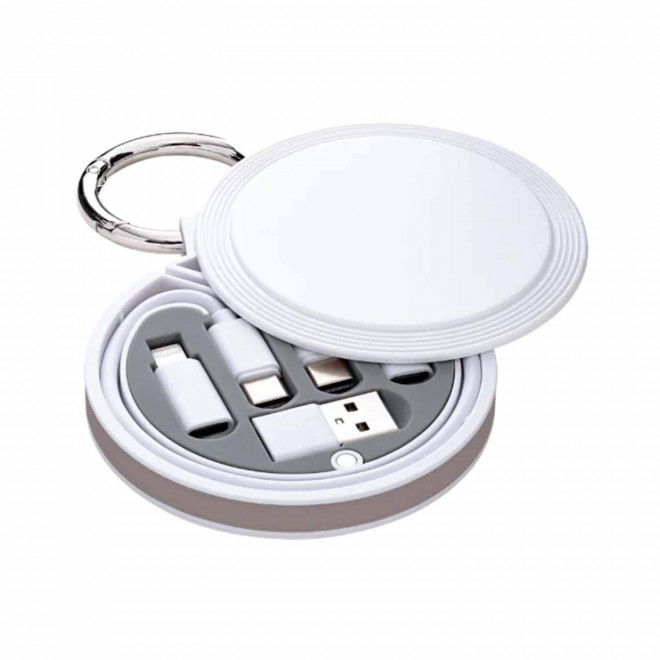 CABLE CHARGE 6 EN 1 PERSONNALISABLE 'RONDINO' - marron