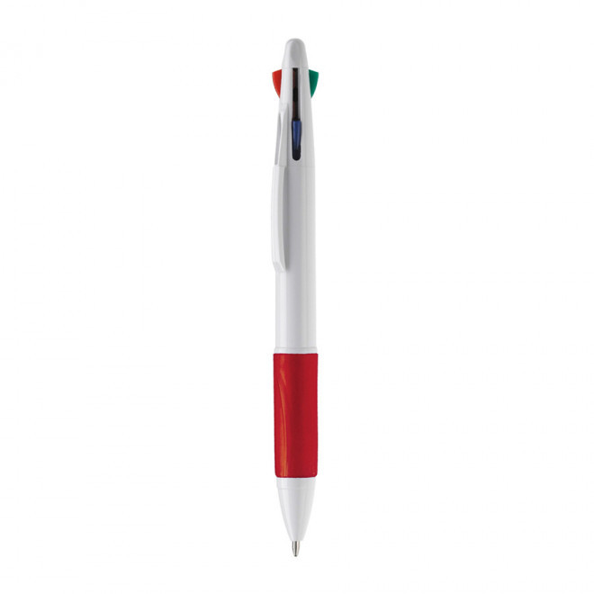 STYLO PERSONNALISÉ 4 COULEURS 'TERAMO' - blanc/rouge