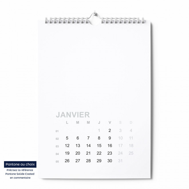CALENDRIER MURAL A SPIRALES PERSONNALISABLE 'ALMANA' - pantone