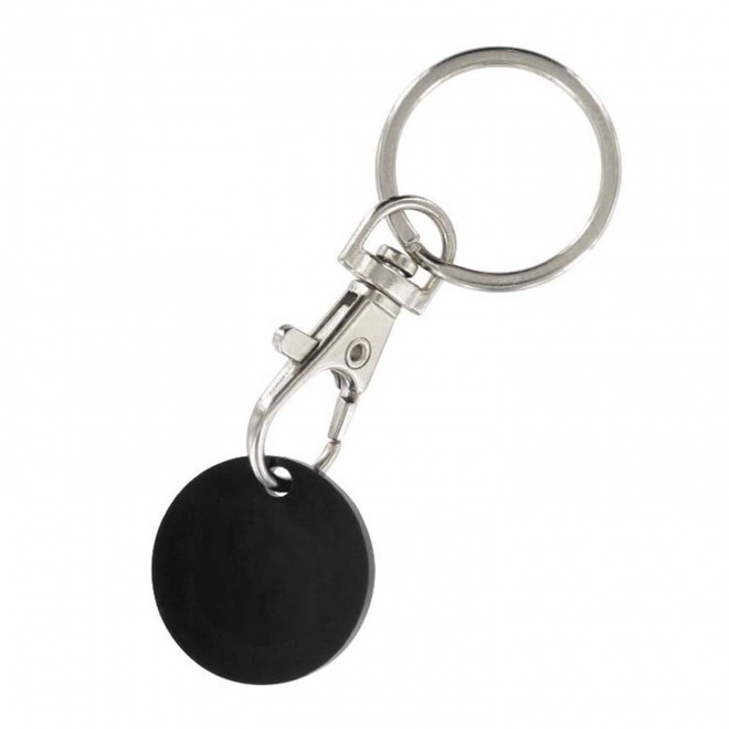 PORTE-CLÉS MOUSQUETON AVEC JETON PERSONNALISABLE 'SEGNO' - noir