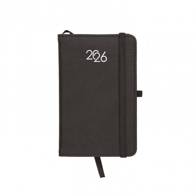 AGENDA SEMAINIER PERSONNALISABLE PU THERMOCOLLE 'LUGGI' - noir