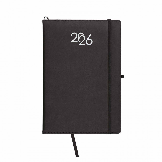 AGENDA SEMAINIER PERSONNALISABLE PU THERMOCOLLE 'GRAND LUGGI'  - noir
