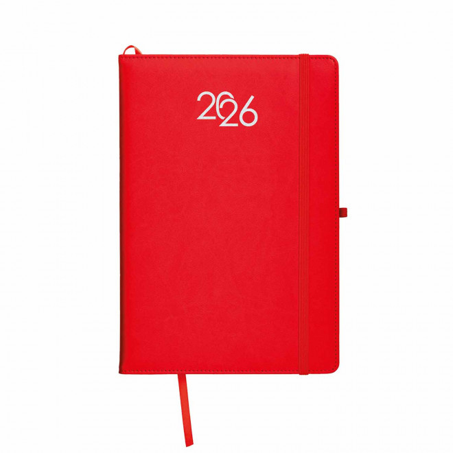 AGENDA SEMAINIER PERSONNALISABLE PU THERMOCOLLE 'GRAND LUGGI'  - rouge