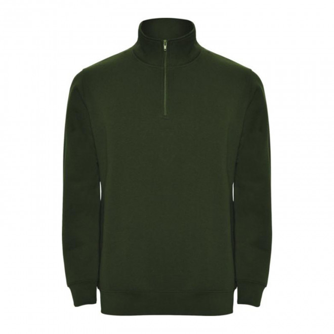 SWEAT-SHIRT MIXTE DEMI-ZIP PERSONNALISABLE 'RAPHAEL' - vert bouteille