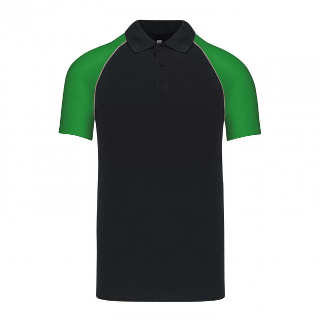 POLO MIXTE RAGLAN PERSONNALISABLE 'DUALTONE' - noir/vert