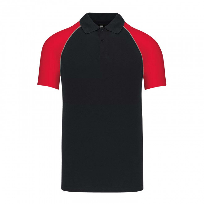 POLO MIXTE RAGLAN PERSONNALISABLE 'DUALTONE' - noir/rouge