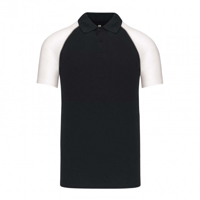 POLO MIXTE RAGLAN PERSONNALISABLE 'DUALTONE' - noir/blanc