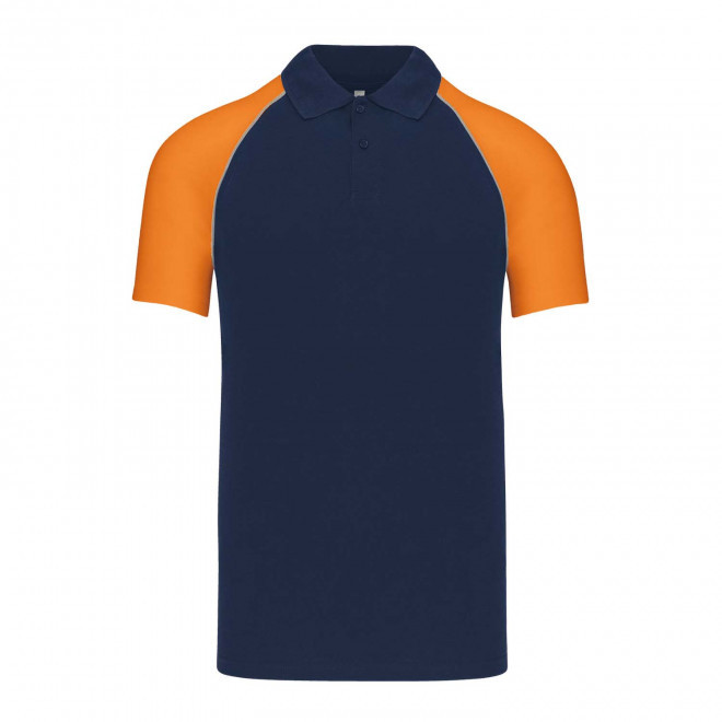POLO MIXTE RAGLAN PERSONNALISABLE 'DUALTONE' - bleu/orange