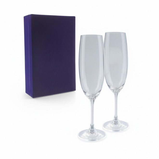 COFFRET 2 FLUTES EN VERRE 22CL PERSONNALISABLE 'BRATION' - transparent