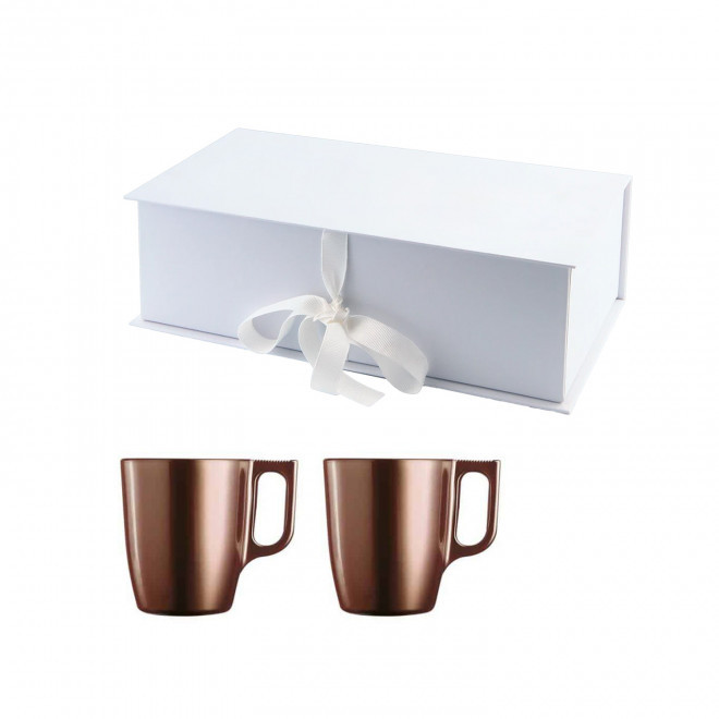 COFFRET 2 MUGS PERSONNALISABLE EN VERRE MIF 250ML 'FLASHY' - terracotta