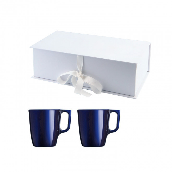 COFFRET 2 MUGS PERSONNALISABLE EN VERRE MIF 250ML 'FLASHY' - bleu