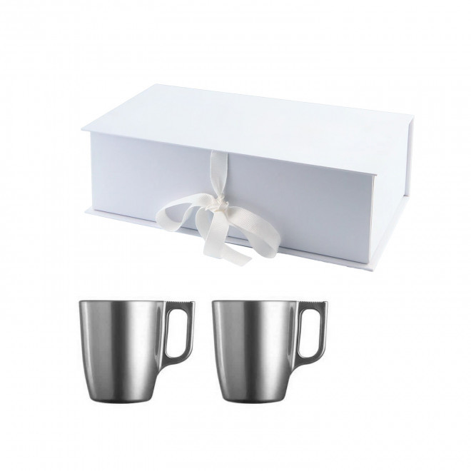 COFFRET 2 MUGS PERSONNALISABLE EN VERRE MIF 250ML 'FLASHY' - argenté