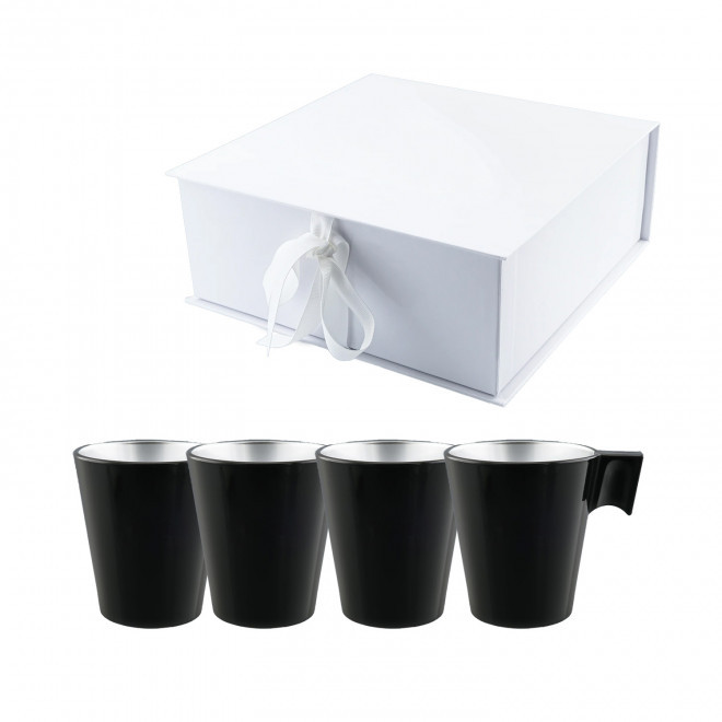 COFFRET 4 MUGS EN VERRE MIF 220ML PERSONNALISABLE 'FLASHY' - noir