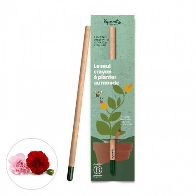 CRAYON GRAINES PERSONNALISÉ CARTONNETTE 'POUSS' - oeillet