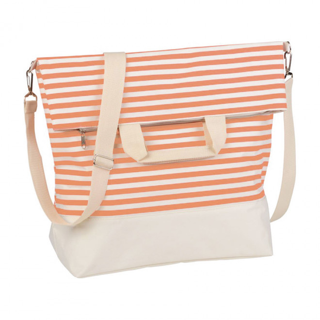 SAC DE PLAGE PERSONNALISABLE MOTIF MARINIÈRE 'MARINA' - orange