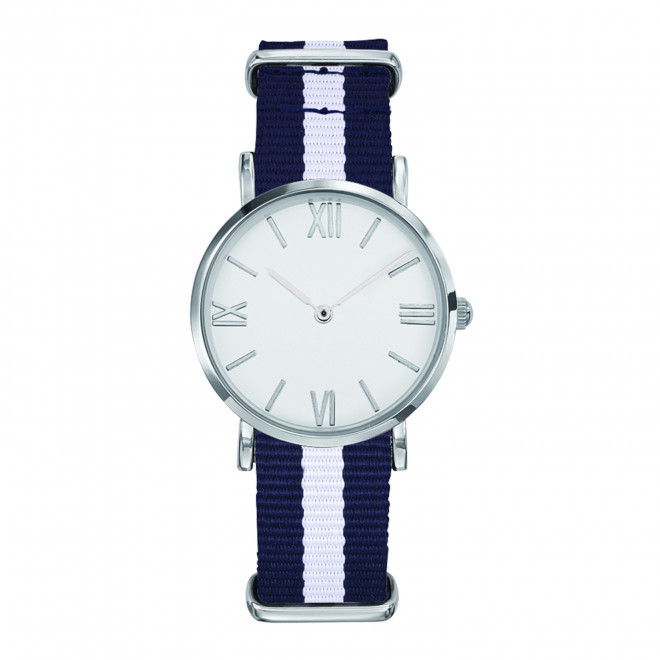 MONTRE FEMME PERSONNALISABLE 'AXELLE' - chrome/bleu/blanc