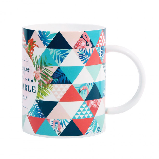 MUG PUBLICITAIRE EN PLASTIQUE 'CUP MUG 35' QUADRICHROMIE IML - blanc