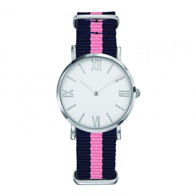 MONTRE FEMME PERSONNALISABLE 'AXELLE' - chrome/bleu/rose