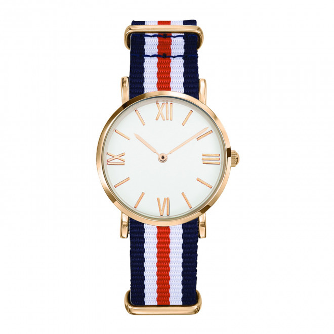 MONTRE FEMME PERSONNALISABLE 'AXELLE' - doré/rouge/blanc/bleu