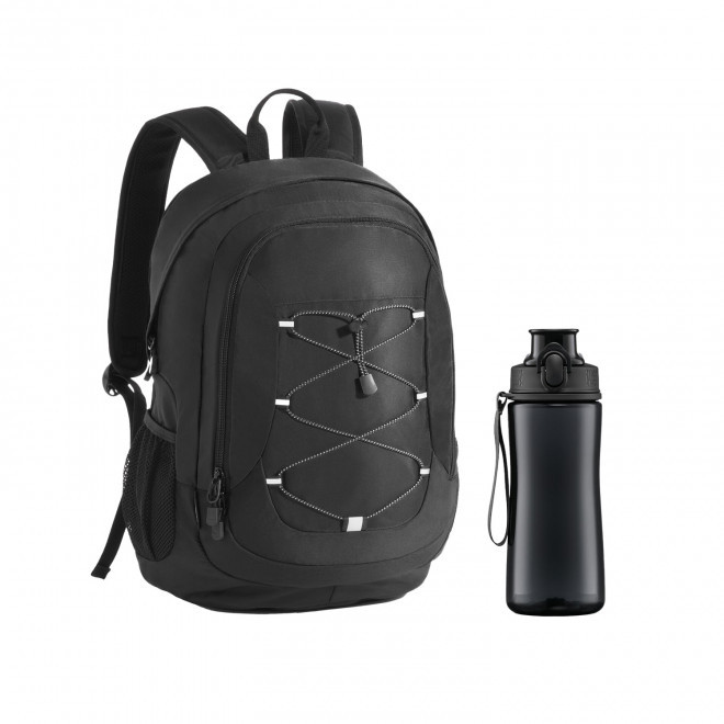 PACK SAC SPORT ET BOUTEILLE TRITAN PERSONNALISABLE 'DICNO' - noir