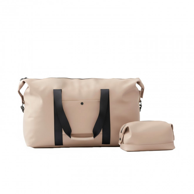 PACK PERSONNALISE SAC DE VOYAGE ET TROUSSE DE TOILETTE 'GOZI' - beige