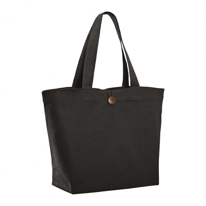 SAC SHOPPING/DE PLAGE EN COTON PERSONNALISABLE 'NILZA' - noir
