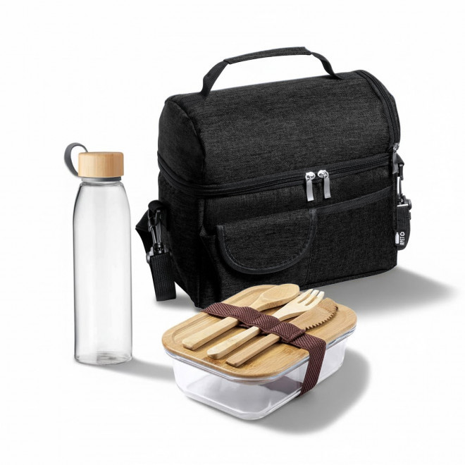 SET LUNCHBOX PERSONNALISABLE SAC ET BOUTEILLE 'GOSILI' - noir