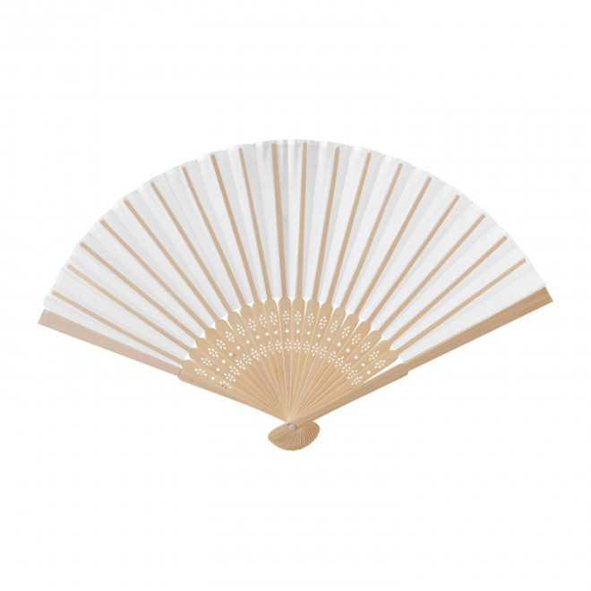 EVENTAIL EN BAMBOU SCULPTE PERSONNALISABLE 'BIGAN' - blanc