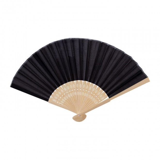 EVENTAIL EN BAMBOU SCULPTE PERSONNALISABLE 'BIGAN' - noir