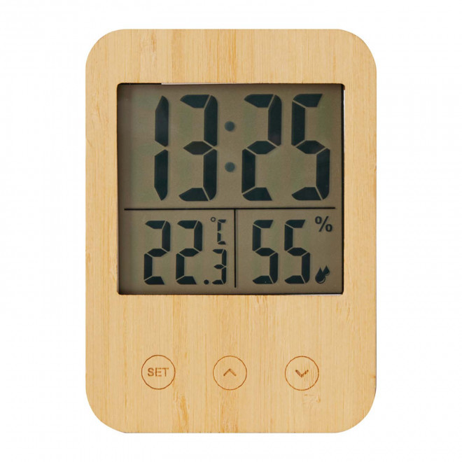 STATION METEO BAMBOU PERSONNALISABLE 'TEMPO' - beige