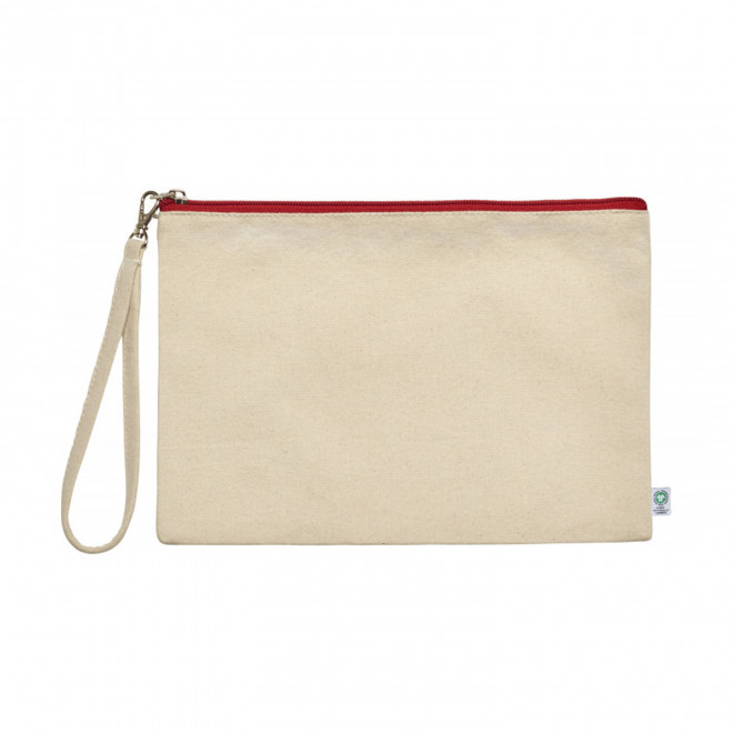 POCHETTE PUBLICITAIRE COTON RECYCLE 'BAMBUIA' - naturel/rouge