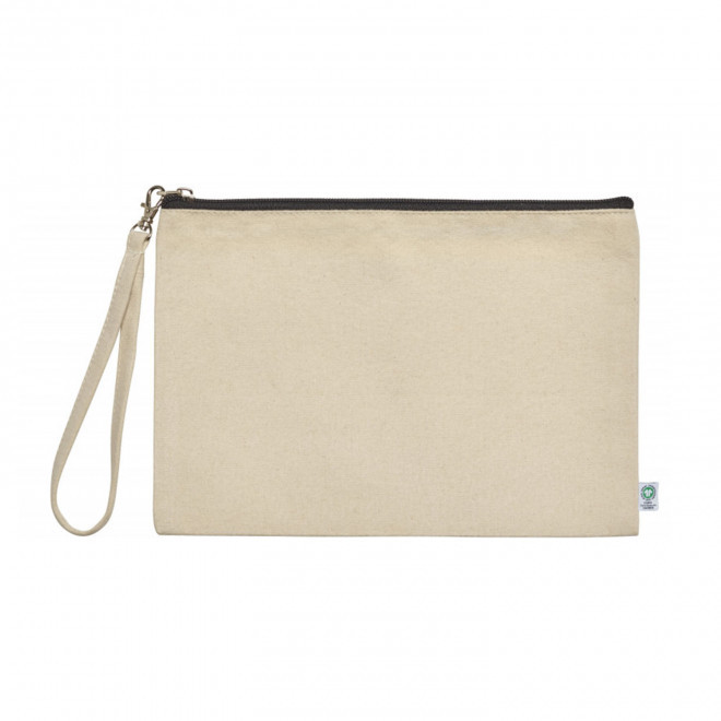 POCHETTE PUBLICITAIRE COTON RECYCLE 'BAMBUIA' - naturel/noir