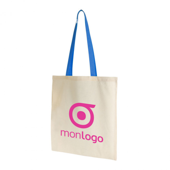 EXPRESS 72H - SAC SHOPPING COTON ANSES LONGUES 130 GR/M²  'AURIANA' - bleu clair