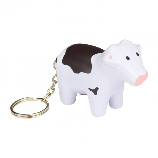 PORTE CLES ANTI STRESS PERSONNALISABLE 'STREZOU VACHE' - blanc/noir