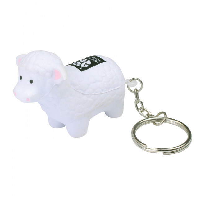 PORTE CLES ANTI STRESS PUBLICITAIRE 'STREZOU MOUTON' - blanc