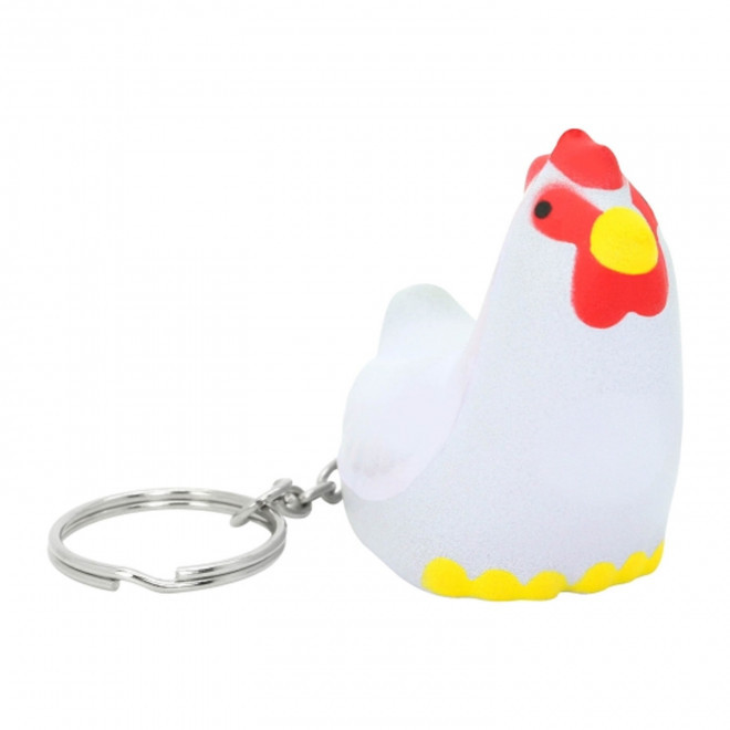 PORTE CLES ANTI STRESS PERSONNALISABLE 'STREZOU POULE' - blanc