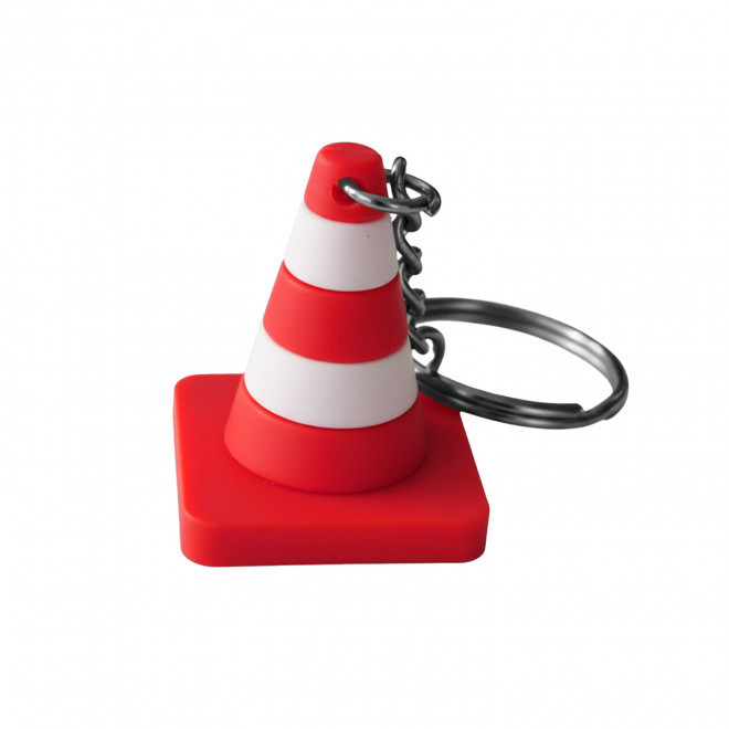 PORTE CLES PVC 3D CONE CHANTIER PERSONNALISABLE 'CONY' - rouge