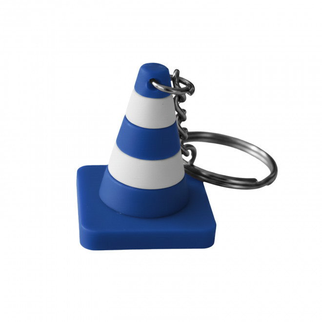 PORTE CLES PVC 3D CONE CHANTIER PERSONNALISABLE 'CONY' - bleu
