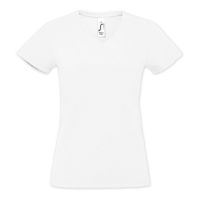 TEE-SHIRT BLANC FEMME PUBLICITAIRE COL V 'IMPERIAL V' - blanc