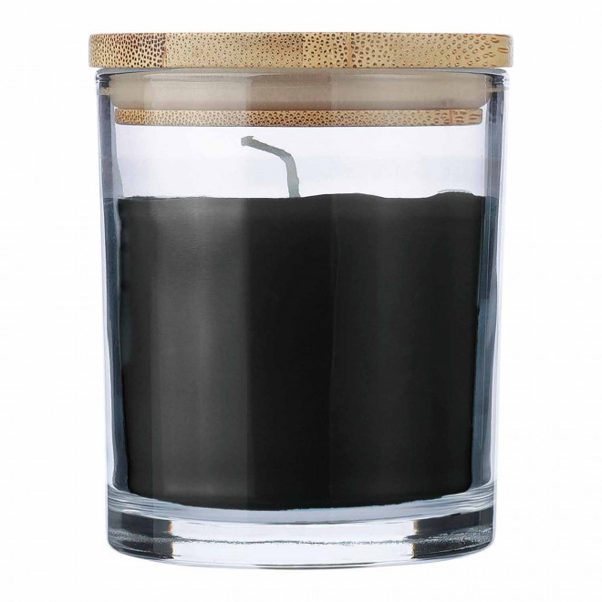 BOUGIE PERSONNALISABLE COUVERCLE BAMBOU 'BANILA COLOR' - noir