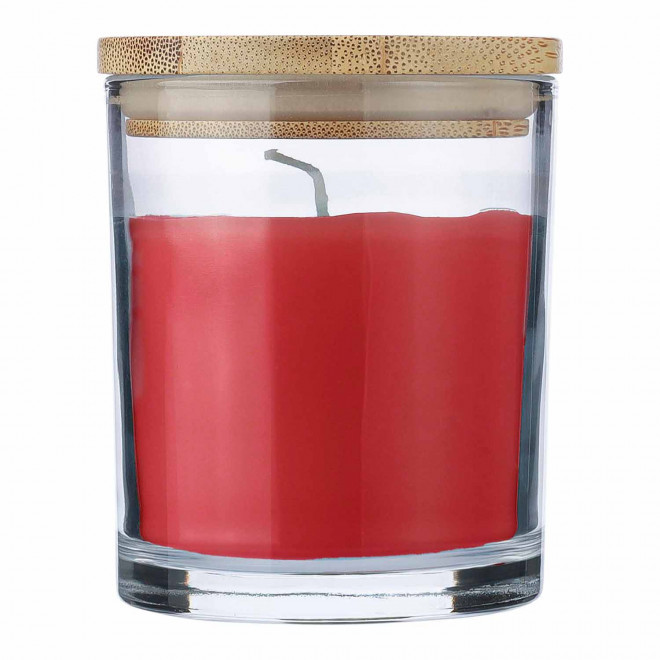 BOUGIE PERSONNALISABLE COUVERCLE BAMBOU 'BANILA COLOR' - rouge