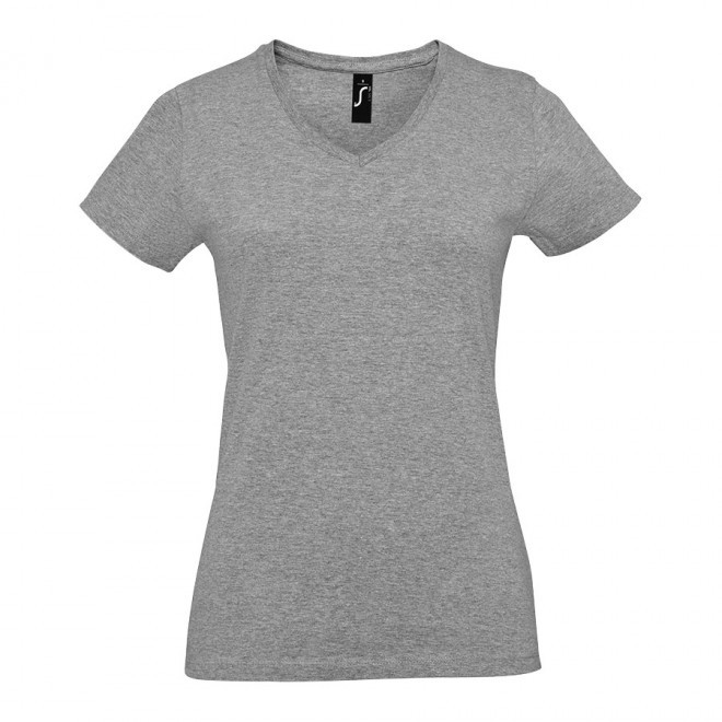 TEE-SHIRT FEMME PUBLICITAIRE COL V 'IMPERIAL V' - gris chiné